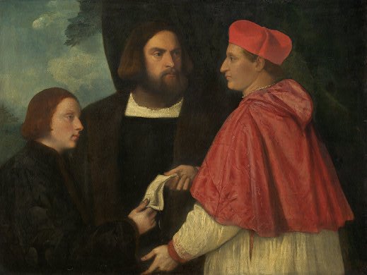 Girolamo and Cardinal Marco Corner Investing Marco, Abbot of Carrara, with His Benefice