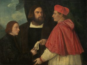Girolamo and Cardinal Marco Corner Investing Marco, Abbot of Carrara, with His Benefice