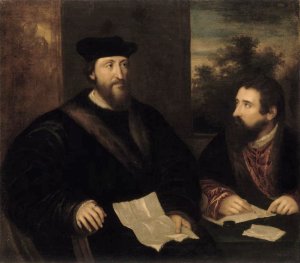 French Cardinal Georges d'Armagnac and his secretary G. Philandrier